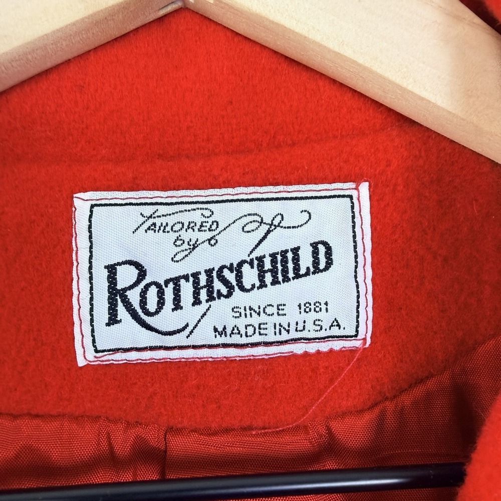 Vintage Rothschild Red Wool Coat ILGWU Union Made USA 3/4 Sleeve Size 10 - Picture 2 of 10